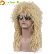ORIENTLII Halloween Party Cosplay Wig, Fluffy Punk 70s 80s Rockstar Wig, Curvy Long Mullet Wig
