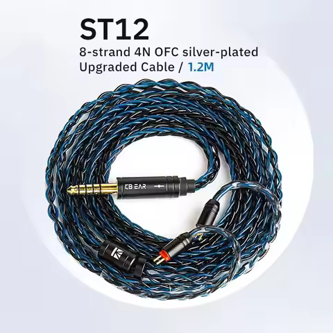 KBEAR ST12 8 core HiFi Earphone 4N OFC silver-plated Upgraded Cable 3.5/4.4mm MMCX/0.78mm 2Pin for L