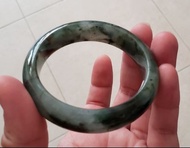 💥大減價(細圈子)通透綠油青飄花#辟邪#F113630#53.4mm#智善珠寶#不賣假貨#翡翠玉手鐲#老坑冰糯種  有證書