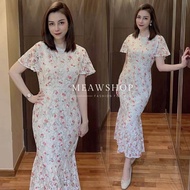 เดรสลูกไม้ลายเชอร์รี่ M-2XL ชุดเดรส ชุดออกงาน ไปงาน ชุดเพื่อนเจ้าสาว เดรสงานบวช งานบุญ งานลูกไม้ งาน