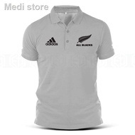 ✁♕Baju Polo Adidas All Black Rugby Lelaki Berkolar Lengan Pendek / T Shirt Logo Sulam
