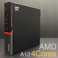 Lenovo（4核微型快速電腦）。AMD A12-9800E 4 核。（8/16G 內存。256/500SSD）。Windows 10 專業版。文書上網。看YouTube。Netflix電影等最佳電腦選擇。平價快速！可輸出4K解像🚀❤️快速AMD聯想迷你電腦。(高質現貨)