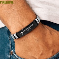 PIXELHIVE​ Inspirational Quotes Braclets, Stainless Steel/PVC Bible Verse Family Friendship Bracelet