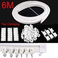 Curtain Track Rail 6M Bendable Top Clamping Track Curtains Pole Accessories Straight Track Window Rod Modern Style