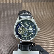 [Original] Orient Star RE-AV0005L00B Open Heart Blue Automatic Men Black Leather Watch RE-AV0005L