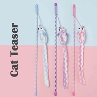 Cat Teaser Funny Cat Stick Plush Cat Play Stick Interactive Cat Toy Candy Striped Long Tailed Mouse