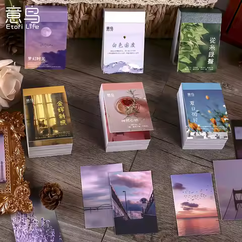 50 Sheets Vintage Paper Sticker Book DIY Diary Planner Decoration Scenery INS Sticker Album Phone Sc