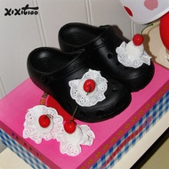Detachable Heart Shape Shoe Buckles - DIY 3D Cherry Lace Accessories