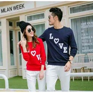 MERAH BPS Family 4in1 Sweater Love red navy top only for children 5-6 years and 7-8 years old couple
