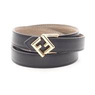 [Used] Fendi FENDI Belt FF Diamond Gold Hardware Reversible 8C0687ANH8F0E6E90 Beige/Black Leather FF