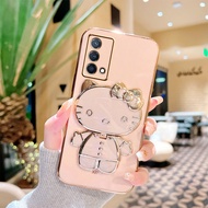 casing realme GT Master/GT2 Master/GT NEO/GT Neo2/GT Neo3 Hello Kitty Stand Electroplating Soft Case