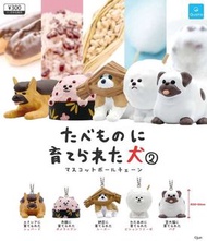 現貨 正版 全新 Qualia 扭蛋 在食物中飼養的狗 2 由食物成長出的狗狗 2 模仿食物的小狗 2 吊飾  (一套 5款) 德國牧羊犬 博美犬 西施犬 比熊犬 巴哥犬