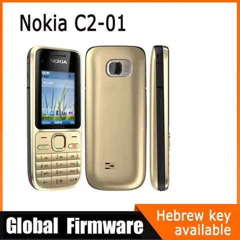 Nokia C2 C2-01 GSM Mobile Phone English&Hebrew Keyboard Support The Logo on Button Unlocked Cellphon