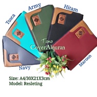 Cover A4 (Only) Cover Al Quran Navy - Sarong Quran 31.5x22x3 cm - Cover Quran Zipper Leather