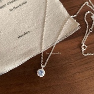 S925 Sterling Silver Retro Pattern Ice Blue Haoshi Necklace N87