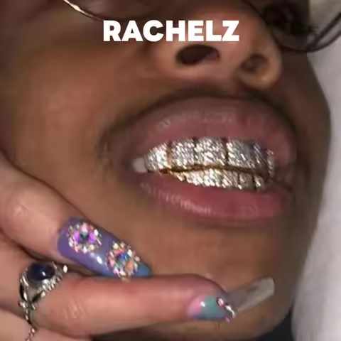 RACHELZ Trend 6/6 Iced Out CZ Stone Teeth Grillz Hip Hop Cubic Zircon Tooth Caps Decor For Women Men