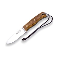 Joker Sports Knife Ember F CO123, Olive Wood Handle, Brown Leather Sheath, Blade 4.13 inches of SAND