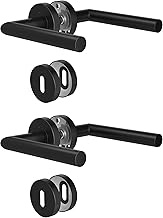 2 Pairs Door Handles Door Handles Interior Doors Matte Black Door Handle Stainless Steel with Rounde
