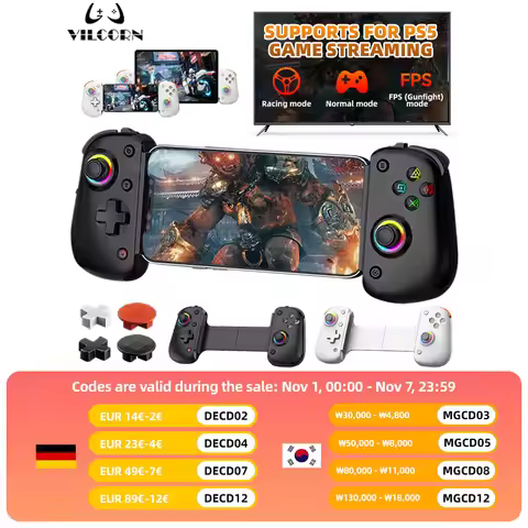 D8Pro RGB Tablet Game Controller FPS Mobile Gamepad For Switch Android ios PS3 PS4 PC Hall Trigger J