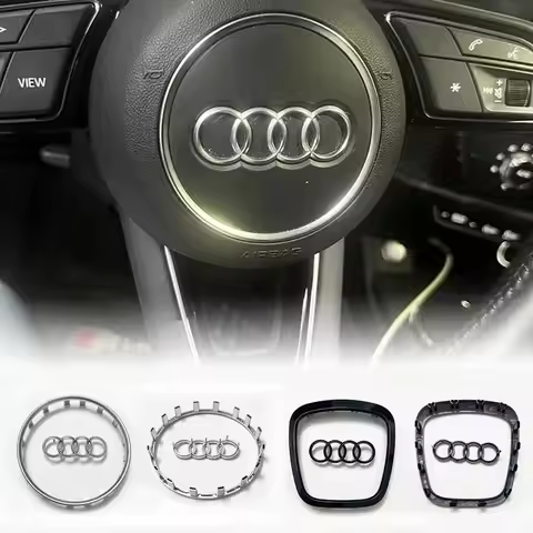 Automobile Steering Wheel Logo Bright Frame Strip Electroplated Car Logo Sticker For Audi A3 A4 B8 8