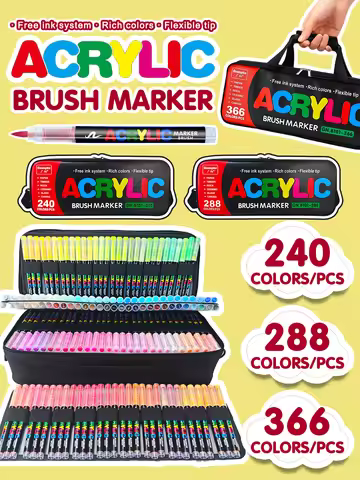 Guangna 366/288 Color Acrylic Marker Set with Handheld Storage Bag | Professional Paint Pens for Art