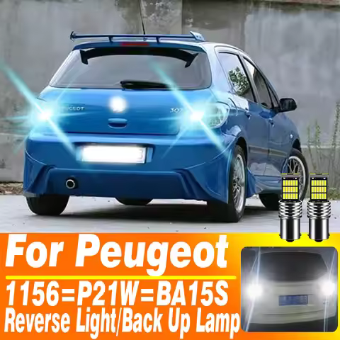 2pcs For Peugeot 307 206 207 208 308 3008 5008 107 106 407 2008 Boxer T9 P21W LED Backup Lamp Bulb R