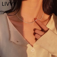 LIVVY Silver Color Necklaces For Women Couples Fine Minimalist Party Jewelry Trendy Neck Accessories