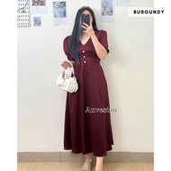 6065 Giselle V-Neck Silk Button Pearl Maxi Dress Christmas Casual Dress