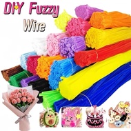 100Pcs DIY Multicolour Fuzzy Wire Bouquet Material Twisted Stick Craft Flower Children Handmade Toy