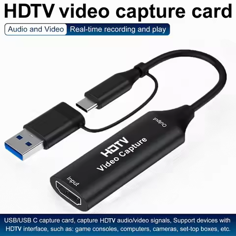 4K 1080P HDMI Compatible to USB A USB C USB2.0 Video Audio Capture Card Streaming Recording Adapter 