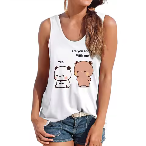 Mange Gothic Tshirt Cartoon Bubu Dudu Y2k Vest Tee Shirt Women Funny Cute Tank Tops 90s Graphic Vint