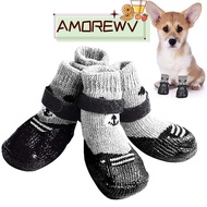 AMOR12WV Cats Dogs Rubber Socks, Rain Snow Boots Waterproof Pet Boots Shoes Socks, Anti-Slip with Ad