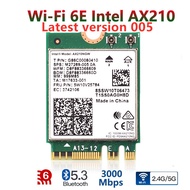 【 Latest version 006 】 WI-FI 6E Bluetooth 5.3 Intel AX210 Dual Band 3000Mbps M.2 Wireless Card AX210NGW 2.4G/5G/6G 802.11ax Wifi 6