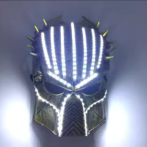 Halloween Luminous Neon Mask LED Light Up Colorful The Predator Face Mask Glowing Cosplay Mask Dance