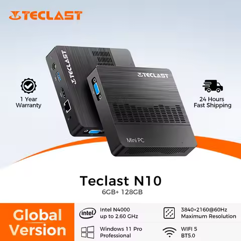 Teclast N10 Mini PC Intel N4000 Windows 11 Pro DDR4 6GB 128GB Dual Output 4K HD Desktop WiFi 5 Pocke