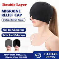 Double Layer Migraine Relief Cap Gel Reusable Headache Migrain Hat Head Fever Ice Pack Tension Relie