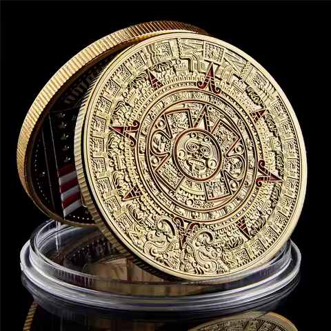 Mexico Mayan Aztec Calendar Art Prophecy Culture 1.57"*0.12" Gold Coins Collectibles