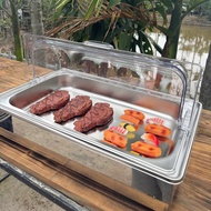 Stainless steel buffet tray buffet display tray with High Quality Transparent Lid