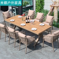 ST/💚Outdoor Furniture Rattan Chair Combination Balcony Table and Chair Rattan Chair Three-Piece Courtyard Garden Rattan