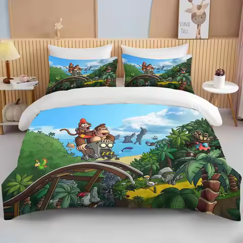 Monkey Cartoon Donkey Kong Duvet Cover Set King Queen Double Full Twin Single Size Bed Linen Set chi