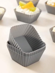 SHEIN Basic living 6入組方形矽膠紙杯蛋糕鬆餅烘焙杯內襯可重複使用不粘蛋糕模具套裝