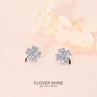 nnjew 99.9% Pure Silver Earrings s999 Clover Shine Model Women