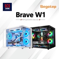 Segotep Brave W1 BLACK WHITE MATX Casing Tempered Glass Compact PC Case Gaming Build Chassis