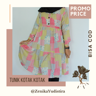 Tunik Kotak Kotak / Bella Tunik / Tunik Terbaru 2020 / Tunik Jumbo / Tunik Oversize / Tunik Muslim T