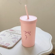 Mocorie - Moirnua Pink Coquette Tumbler Coquette Ribbon Daily Tumbler Cute Pink Ribbon Tumbler/ Coff