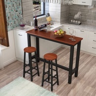 120x40x100cm Simple Wooden Bar Table with Steel Frame 70cm Bar Stool Jadual Bar Morden