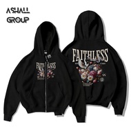 FAITHLESS เสื้อฮู้ดผู้ชายซิป Boxy เสื้อกันหนาว Unisex ผู้ชายผู้หญิง Distro สีดํา | Zipper Boxy Crop 