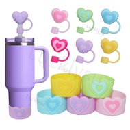 Heart Shape Protective Silicone boots And 3D Straw Cover Topper for Quencher H2.0 40 30 20 oz IceFlo