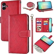 Wallet Case for Samsung Galaxy A06 5G with Wrist Strap and Shoulder Strap PU Leather Flip Stylish 6+