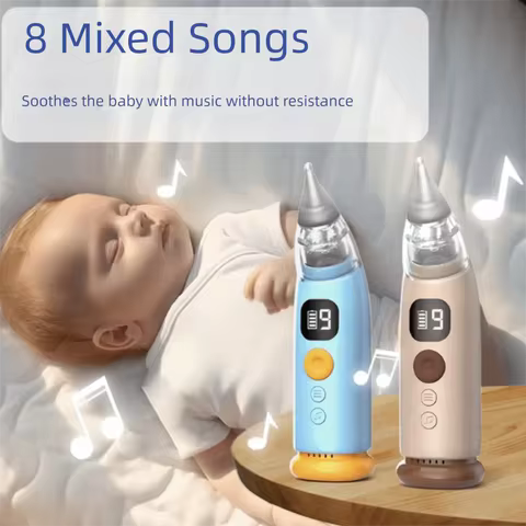 9th Gear Suction Power Baby Nasal Aspirator 8 Songs Retractable Suction Electric Nasal Aspirator HD 